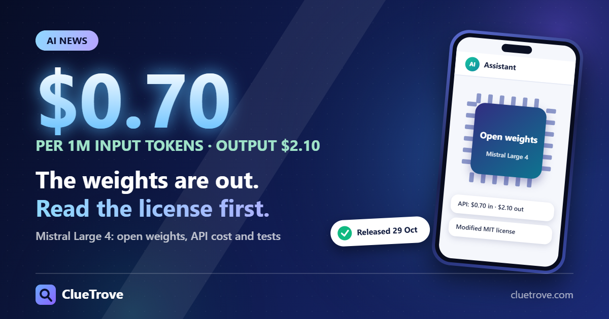 Mistral Large 4 Open Weights: License, API Cost, Test Results